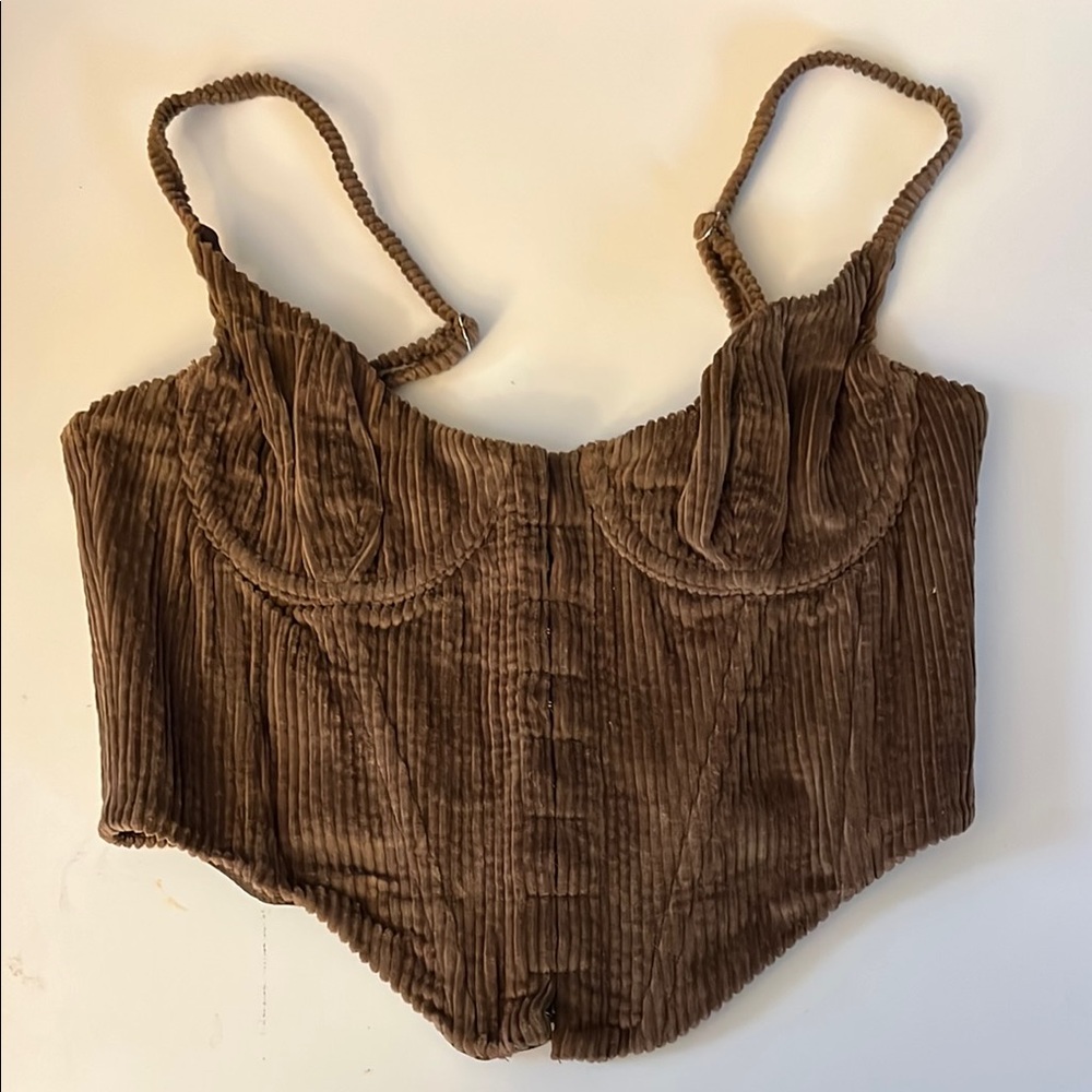 WHITE FOX Brown Corduroy Corset Top